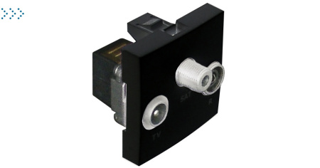 ТВ/Радио/Спутник розетка для подключения звездой - 2 модуля, черный